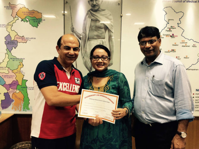 Certificate giving ceremony of Hysteroscopy at CNCC,India