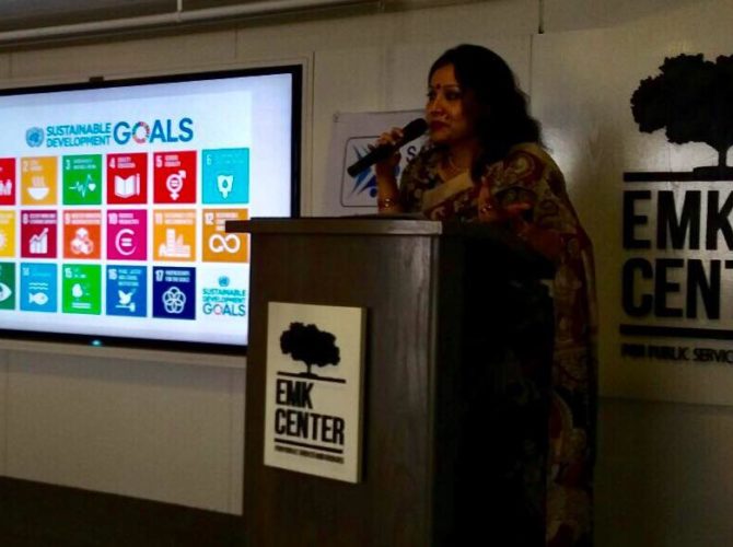 Speaking on SDG at EMK Center, Dhaka
